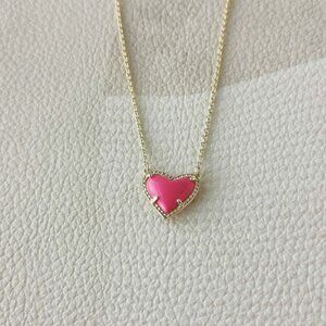 Kendra Scott Ari Heart Necklace | Neon Pink Gold